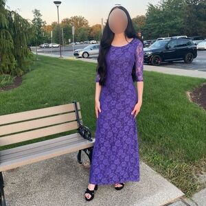 Long lace purple dress